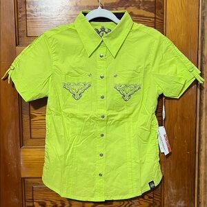 Pepe Jeans NWT Short Sleeved Full Snap Top Size Large Style: Kaitlyn
